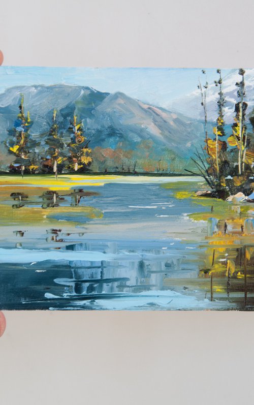 Nordic Landscape. Oil Painting. Miniature. by Tetiana Vysochynska