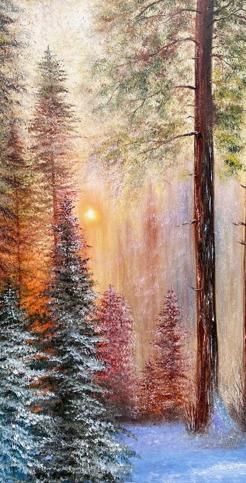 Light of the soul - landscape oilpainting forest by Tanja Frost