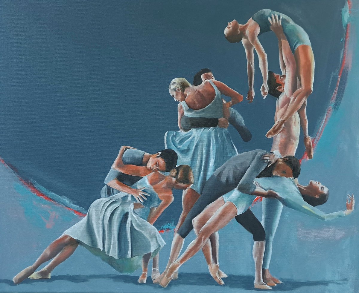 Impressionistic Portrait Painting By Lee Jenkinson, 22 X 18", September Dance, Original Artwork