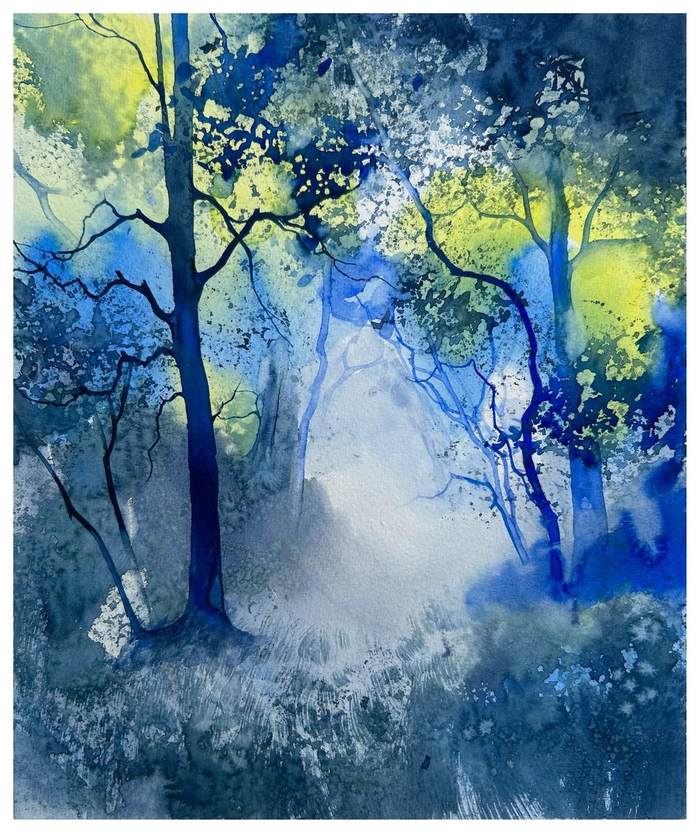 Impressionistic Landscape Watercolour By Nazar Grunyka, 10 X 12", Forest Landscapes, Original Artwork