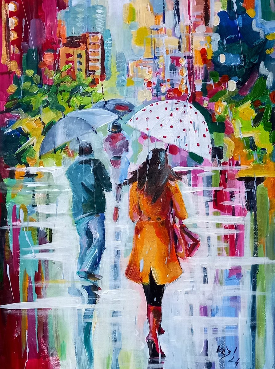 Rainy Day In The City V By Kovacs Anna Brigitta, 12 X 16, Artwork For Sale On Artfinder