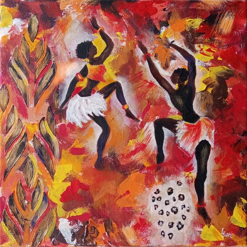 African dancing to the sound of the tamtam by Liubov Samoilova