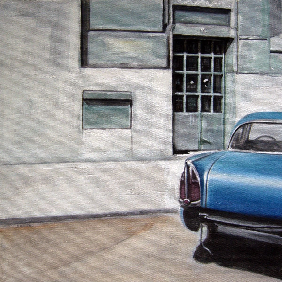 Blue Car and sun by Patrick Santoni