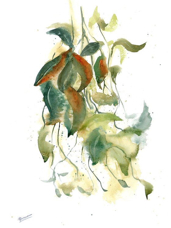 Leaves Set of 2 - Original watercolor paintings