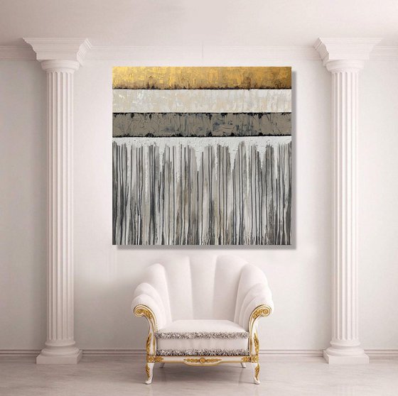 Courage - XL LARGE, GOLD ABSTRACT ART – EXPRESSIONS OF ENERGY AND LIGHT. READY TO HANG!