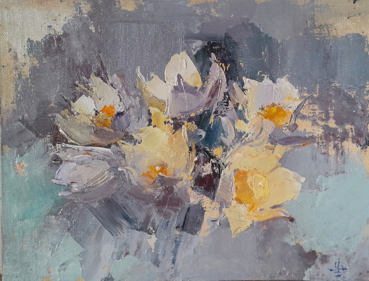 Expressive Oil Painting , Pulsatilla By Tatyana Barinova, 16 X 14, Artwork For Sale On Artfinder