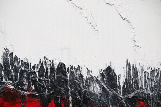 Red Raw 200cm x 80cm Red White Textured Abstract Art