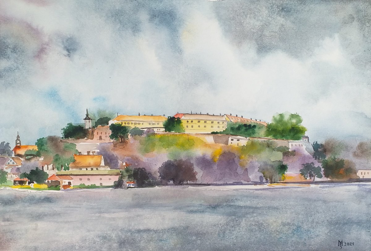 Impressionistic Watercolour , Fortress On The Danube By Zoran Mihajlovic Muza, 19 X 13, Artwork For Sale On Artfinder