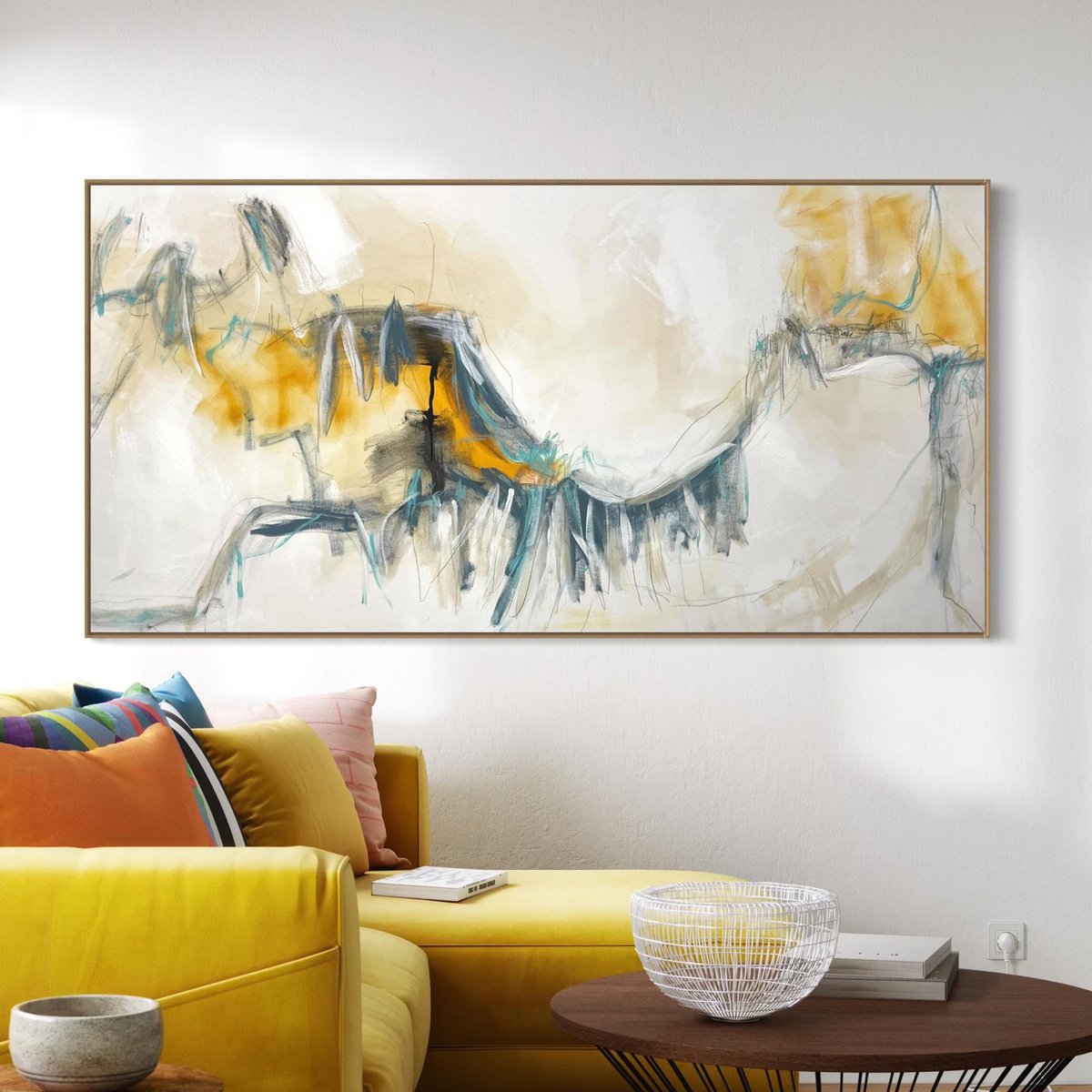 Expressive Abstract Acrylic Painting By Cheryl Harrison, 63 X 31, Caretaker, Original Artwork