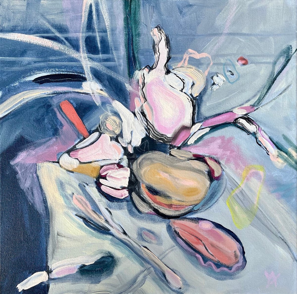 Abstract Still Life Acrylic Painting By Yulia Ani, 16 X 16", The Moment When... #8, Original Artwork