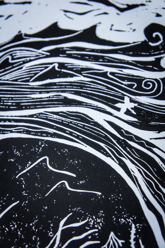 Sleeping Siren Linocut Print