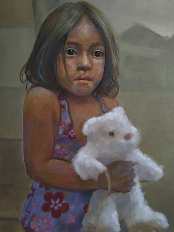 Childhood (40x60cm, oil/canvas, impressionistic figure)