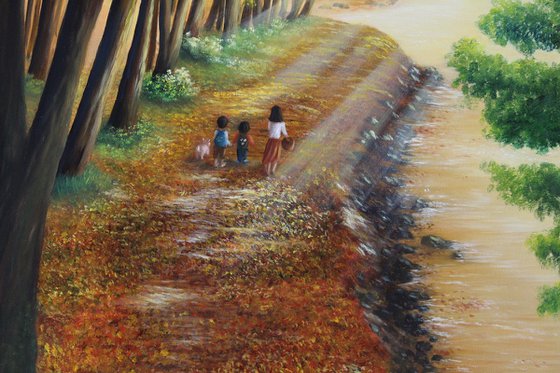 Forest Sunlight Path - Landscape painting