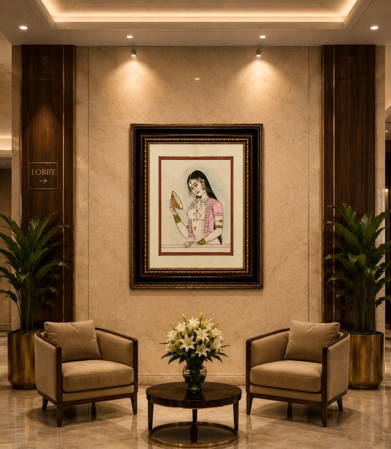 Original Indian Miniature Lady Portrait