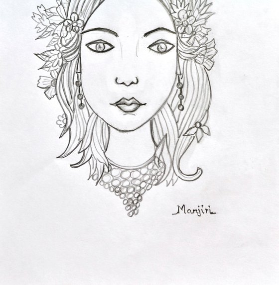 Pretty face drawing on paper