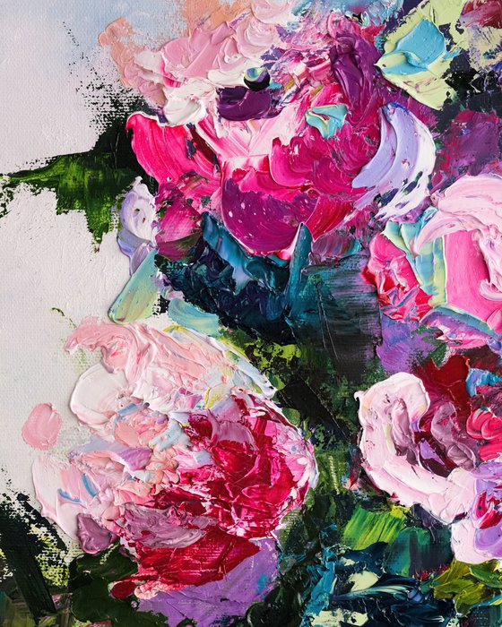 Textured Roses Oil Painting