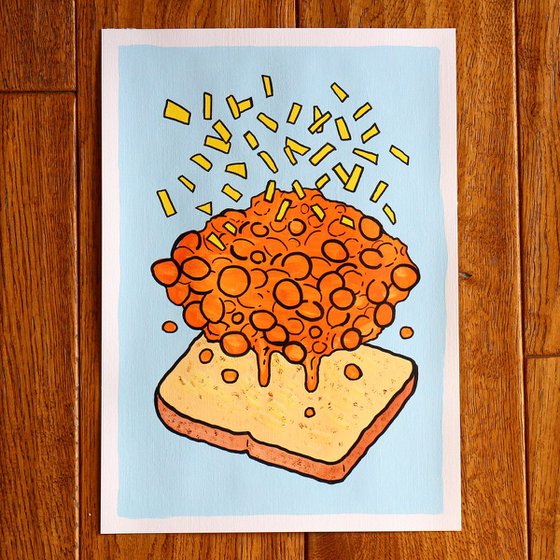 Beans on Toast Deconstructed - Pop Art Painting On A4 Paper