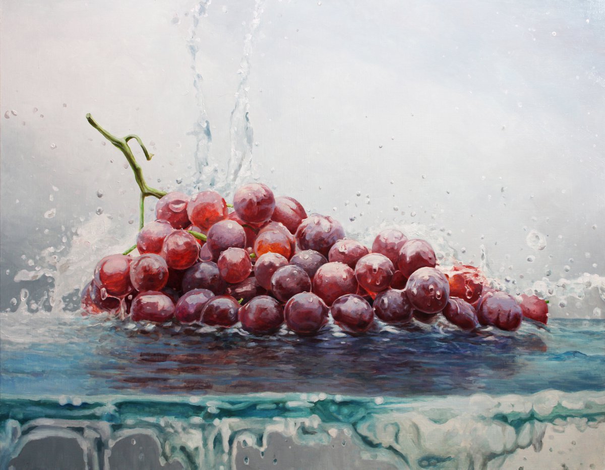 Drops on grapes, 90x70 by Linar Ganeev