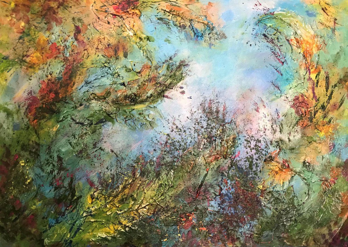 Abstract Acrylic Painting By Tetiana Pchelnykova, 28 X 20", Earth