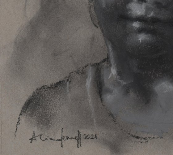 Charcoal Boy Portrait - original charcoal drawing