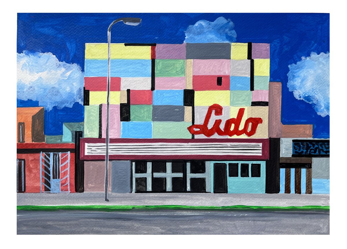 Impressionistic Cityscapes Acrylic Painting By Andre Baldet, 14 X 10, Havana, Movie-Theaters_04, Original Artwork