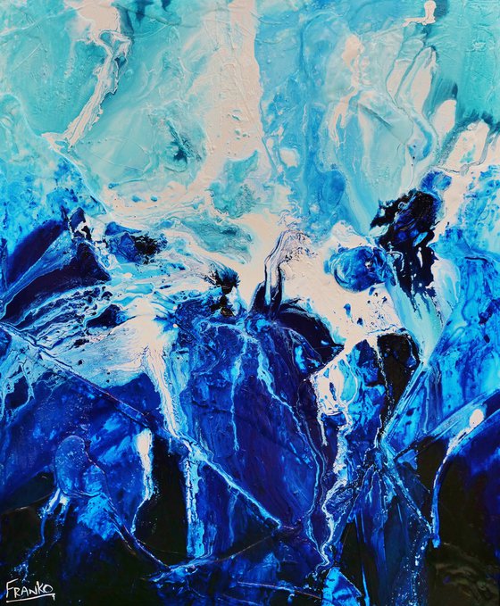 Aquatic Mantle 120cm x 100cm Blue Abstract Art