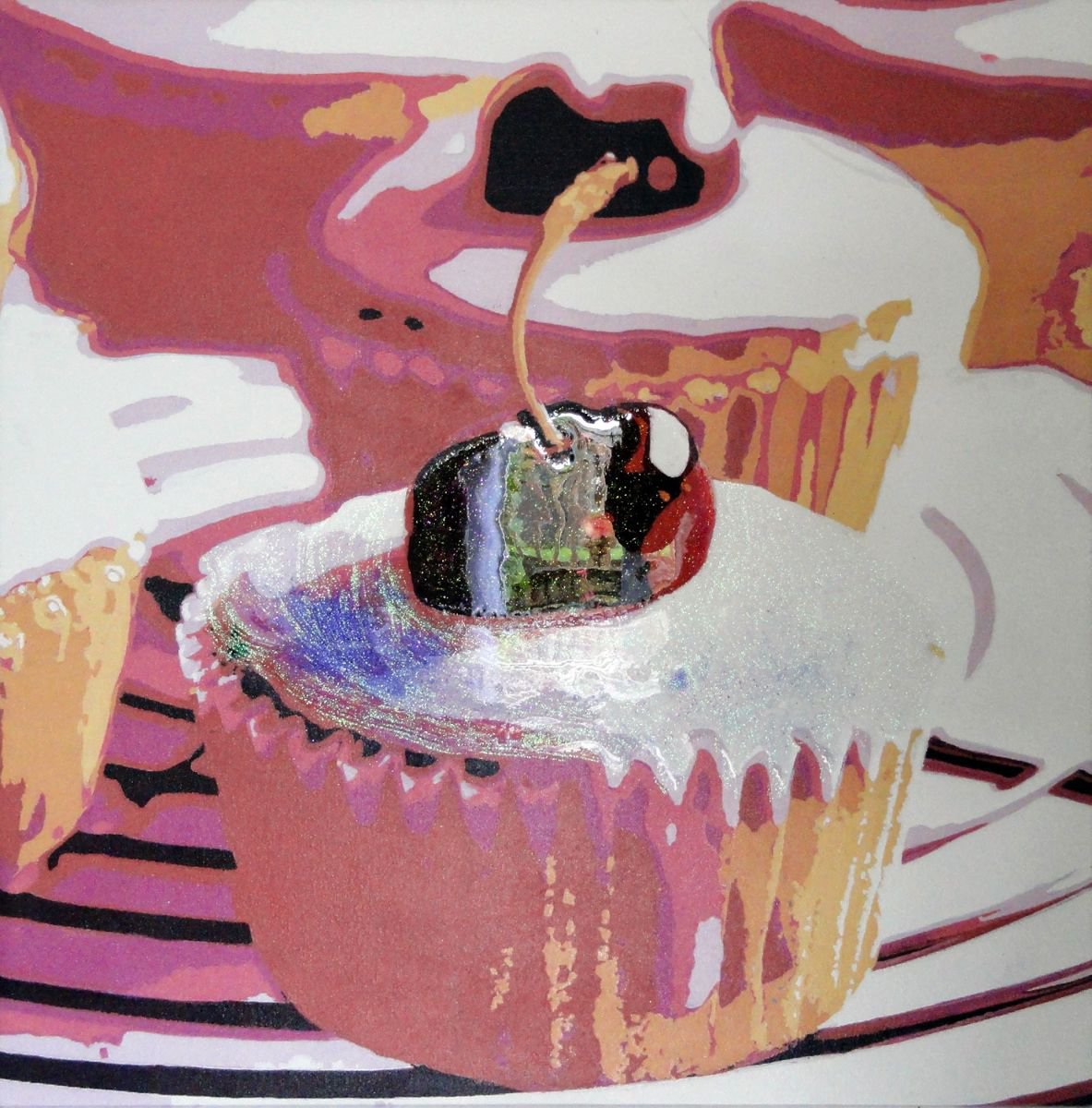 Two Cherry Cup Cake by Sue Rowe