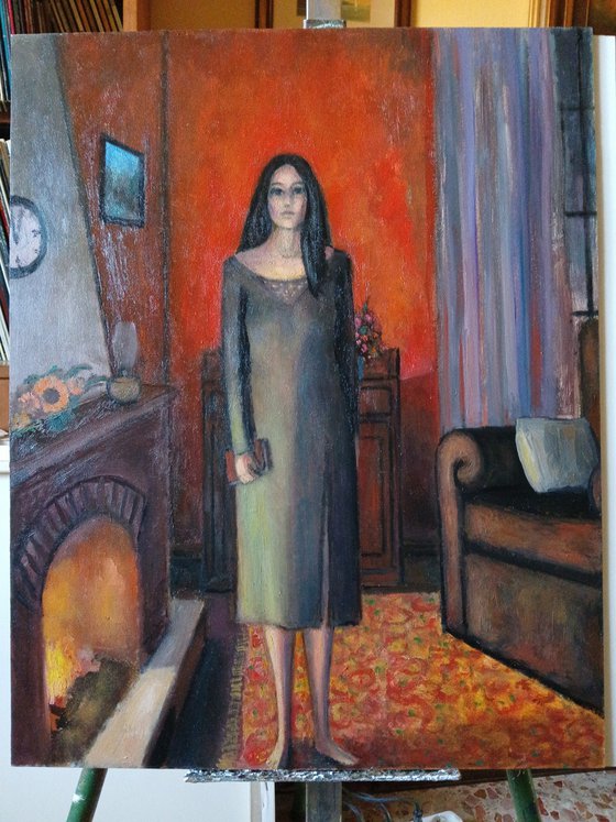 In the fireplace room