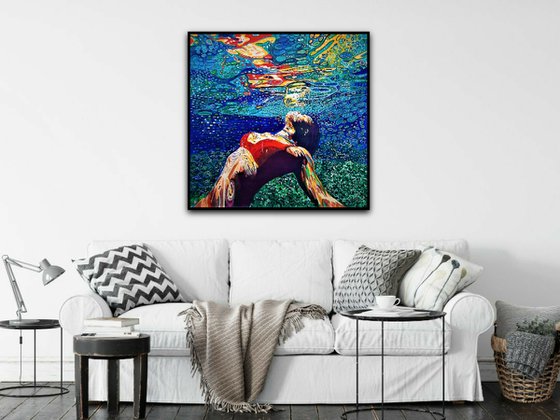 Underwater Ultramarin / 110 x 110 x 0.1 cm Acrylic painting by ...