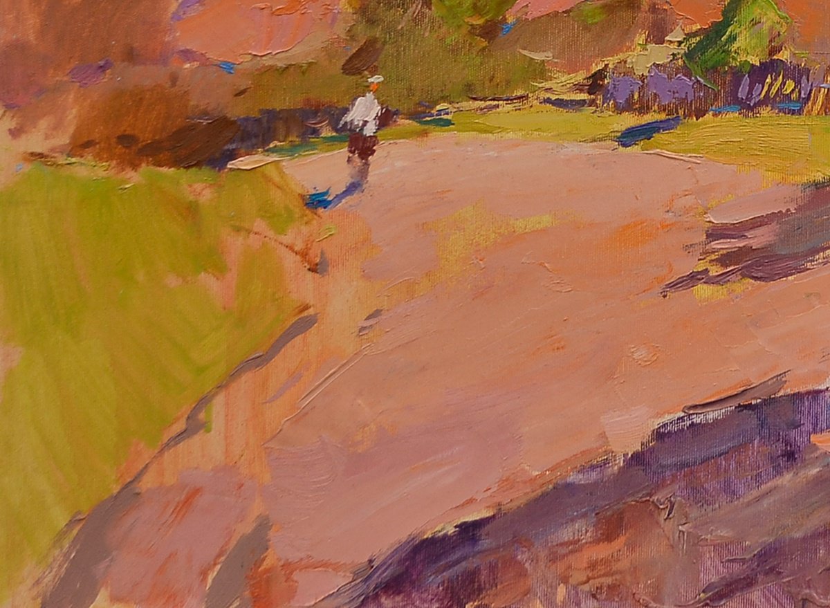 Impressionistic Landscape Oil Painting By Alexander Shandor, 31 X 24, Amber Autumn, Original Artwork