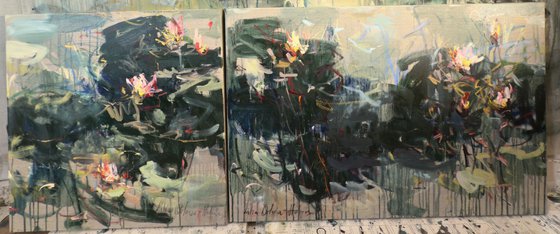 Water lilies. Diptych.