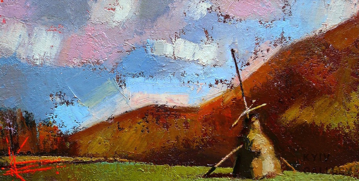 Impressionistic Landscape Oil Painting By Oksana Kornienko, 12 X 6", Shock, Original Artwork