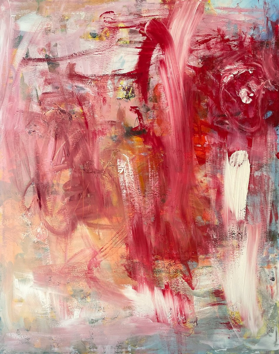 Expressive Abstract Acrylic Painting By Christel Haag, 31 X 39, Silence, Original Artwork