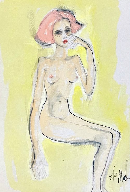 Homage to Egon Schiele's seated lady by Fiona Maclean