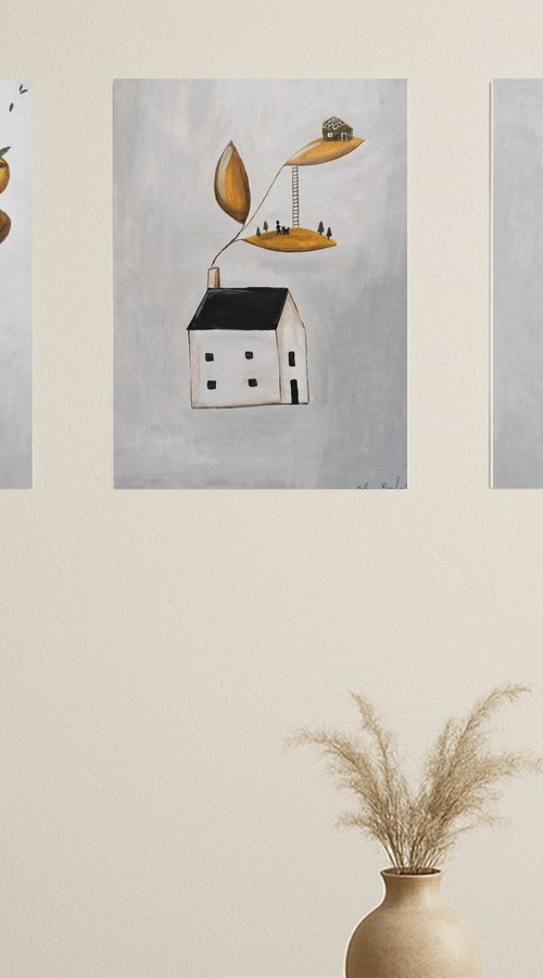 Thinking about home, set of 3 by Silvia Beneforti