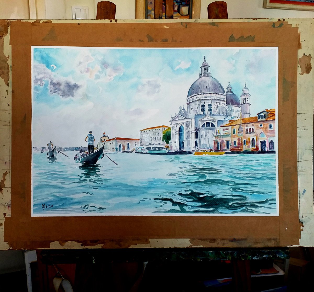 Impressionistic Cityscapes Watercolour By Zoran Mihajlovic Muza, 20 X 13", Venice, Original Artwork
