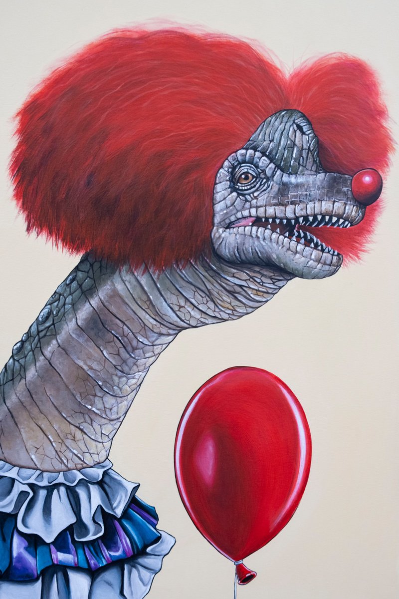 Illustrative Acrylic Painting , Pennysaurus By Lady Jurassika, 20 X 39, Artwork For Sale On Artfinder