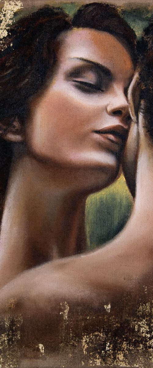 " Desire", original acrylic painting on jute canvas 480g/m², 50x70 cm, ready to hang by Elena Kraft