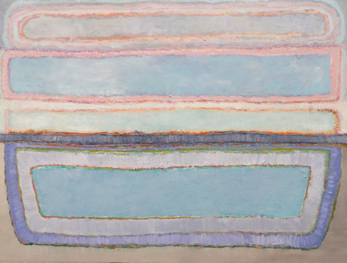 Geometric Abstract Oil Painting By Stacy Neasham, 48 X 36", The Horizon, Original Artwork