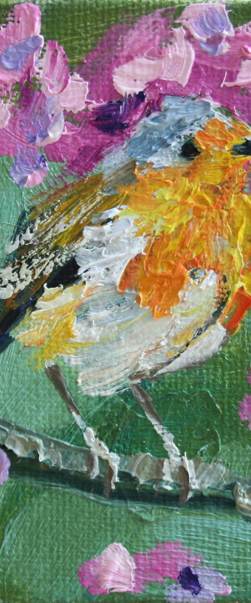 Bird #7  /  From my a series of mini works BIRDS /  ORIGINAL PAINTING by Salana Art Gallery