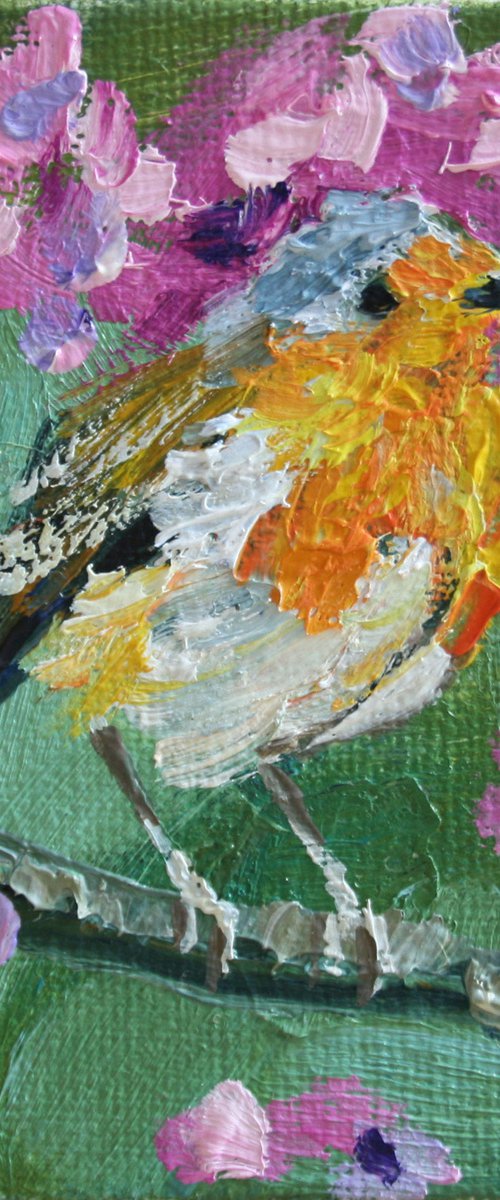 Bird #7  /  From my a series of mini works BIRDS /  ORIGINAL PAINTING by Salana Art