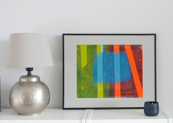 Between the Lines  - Modern Abstract Painting - framed