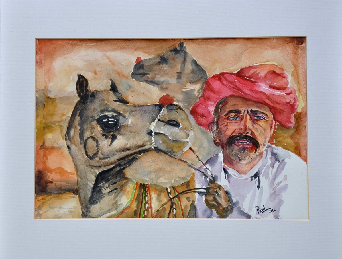 Rajasthani Man with Camel by Parul Baliyan
