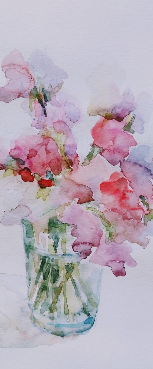 Sweet pea. Original watercolour painting 2021. by Elena Klyan