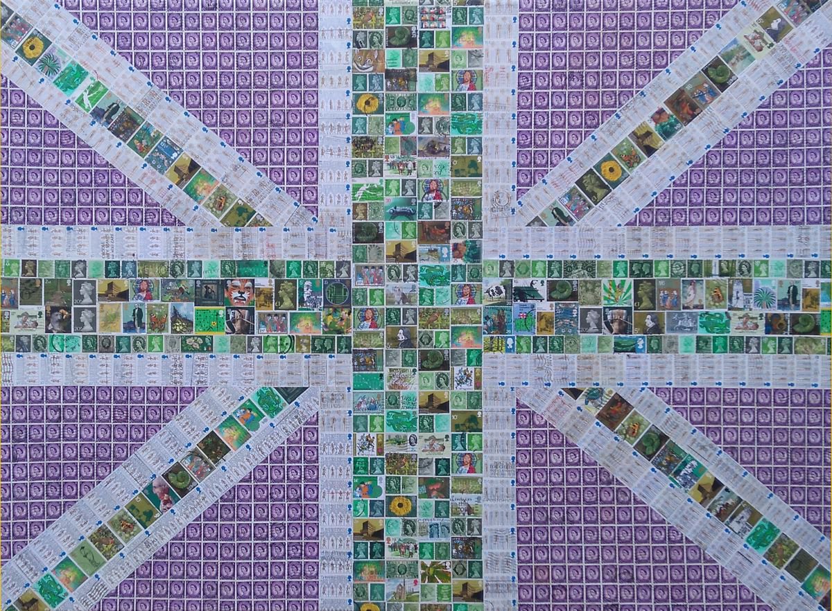 Union Jack - Greens and Purple by Gary Hogben