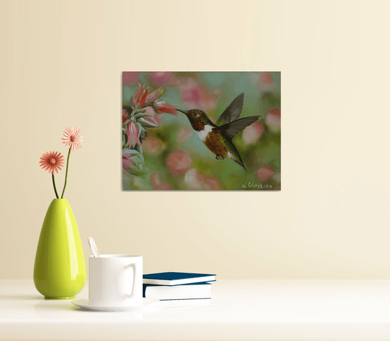 Hummingbird with Flowers