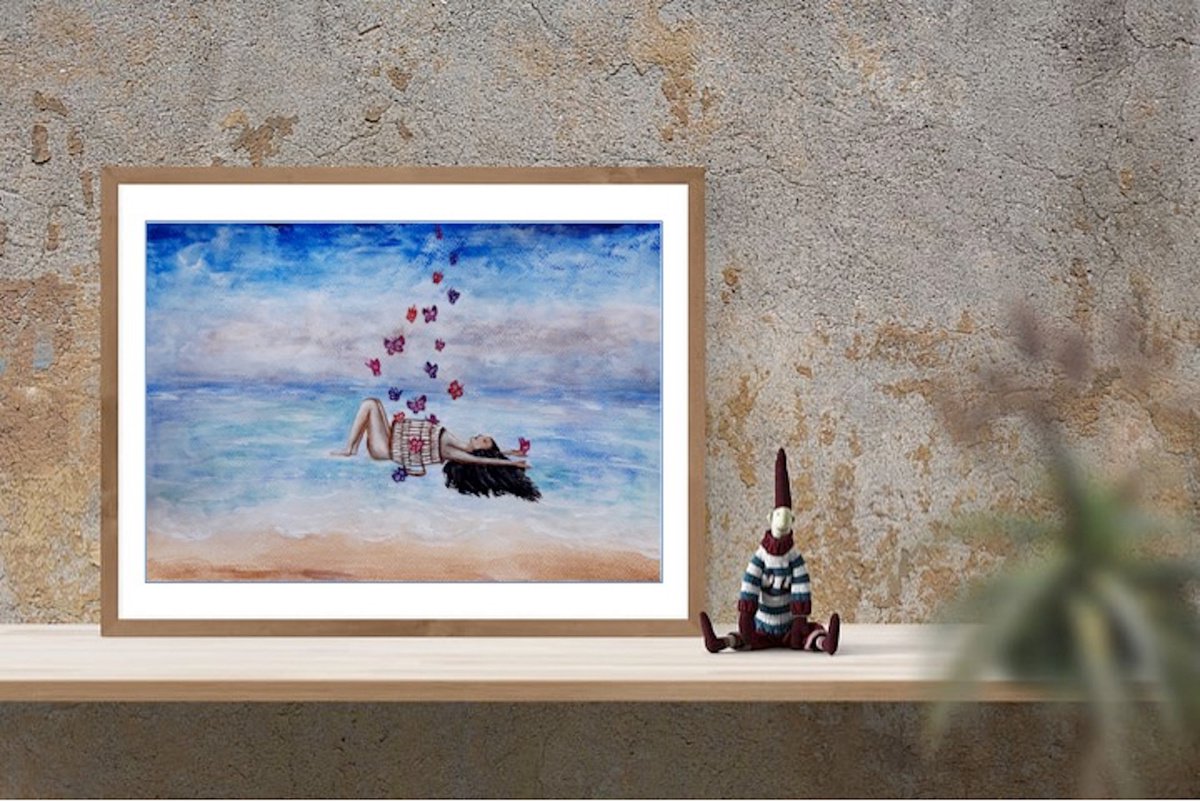 Letting go original acrylic painting by Elena Parau, 25x35 cm (2021) by Elena Parau