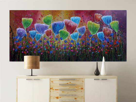 XXL Young Folks #1   - Super sized original abstract floral landscape