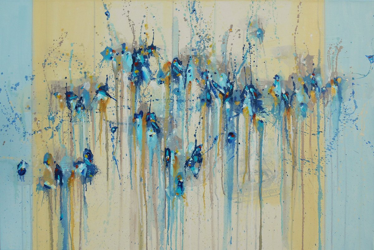 Abstract art - Voyage of Discovery - 36 x 24 IN / 91 x 61 CM - Abstract Oil Painting on Ca... by Cynthia Ligeros Abstract Artist