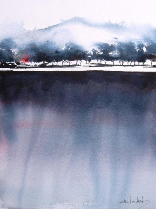 Moutain Lake - Original Watercolor Painting by CHARLES ASH